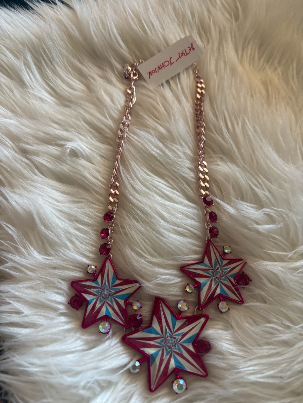 Betsey Johnson Pink and Blue Star Pendant Necklace